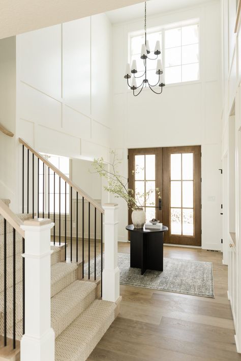 OAKSTONE HOMES Entryway Two Story Foyer, Entry Staircase, James May Homes, Foyer Ideas Entryway, House Staircase, James May, Home Bunch, One Friend, Foyer Design