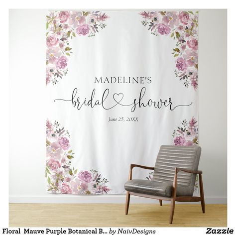 Floral Mauve Purple Botanical Bridal Shower Booth Size, Bridal Shower Photo Backdrop, Shower Photo Backdrop, Bridal Shower Photo Prop, Bridal Shower Backdrop, Booth Wedding, Bridal Shower Photos, Watercolor Eucalyptus, Backdrop Photo