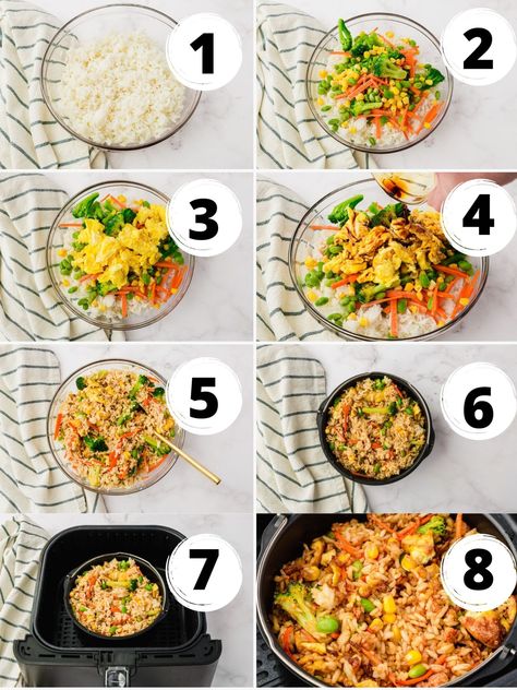 Fried Rice In Air Fryer, Air Fryer Fried Rice, Make Fried Rice, Chicken Fried Rice Recipe, Making Fried Rice, Veggie Fries, Air Fryer Recipe, Easy Air Fryer, Air Fryer Dinner Recipes