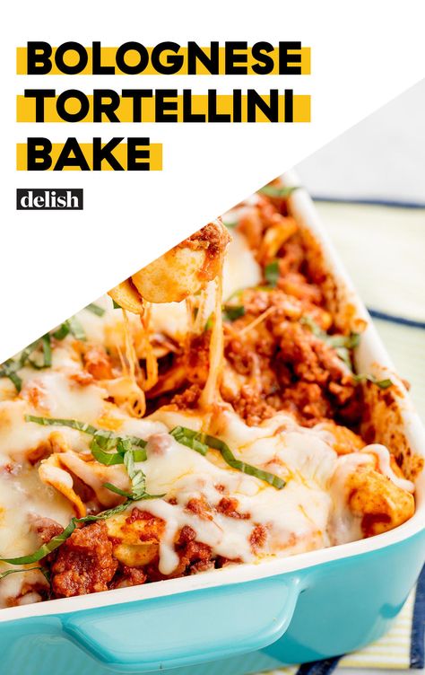 The ultimate comfort food. #bolognese #tortellini #pastabake #comfortfood #familydinners #delish Baked Tortellini, Tortellini Bake, Cheese Tortellini, Dinner This Week, Delish Recipes, Warm Food, Ultimate Comfort Food, Italian Dishes, Tortellini