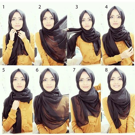 Another simple everyday Hijab tutorial by the beautiful @taslim_r inspired by @hijabiinspirations #HashtagModesty Square Hijab Tutorial, Classy Hijab, Hijabi Mode, Hijab Stile, How To Wear Hijab, Tutorial Hijab Pashmina, Simple Hijab Tutorial, Hijab Simple, Black Hijab