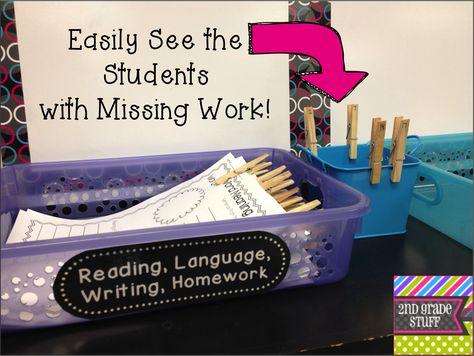 I think I would have them just put the clip in the tub instead of on their paper. Managing Your Turn-In Tray Using Clothespins Missing Work, Homework Organization, Teaching Organization, Spanish Immersion, Teaching Second Grade, 5th Grade Classroom, Classroom Organisation, 4th Grade Classroom, 3rd Grade Classroom