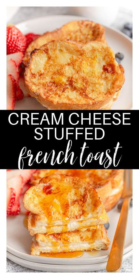 Easy Stuffed French Toast, Cream Cheese Stuffed French Toast, French Toast Sandwich, French Toast Pancakes, Stuffed French Toast Cream Cheese, Stuffed French Toast, French Toast Breakfast, Breakfast Sweets, Cheese Stuffed