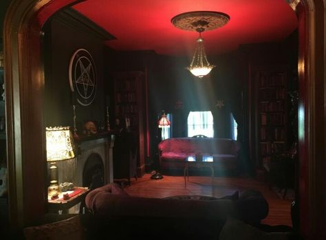 -Ritual chamber  ||black house|| Anton Lavey Satanic Temple, Anton Lavey, Moody Interior Design, Temple Room, Bedroom Victorian, Victorian Bedroom, Horror Decor, Salem Ma, Goth Home