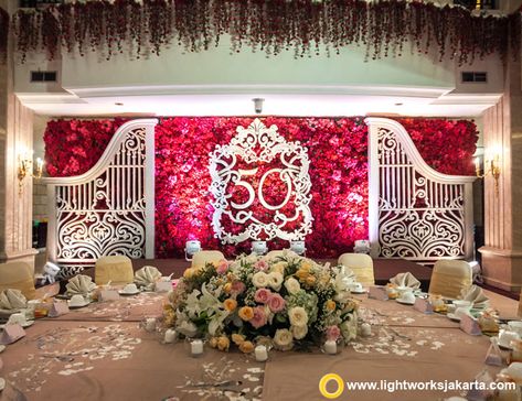 Classical Wedding | Lightworks 50th Anniversary Decorations Indian, 50th Anniversary Decorations, 3d Wall Painting, Wedding Stage Backdrop, Stage Backdrop, Anniversary Decorations, Wedding Venue Decorations, Wedding Stage Decorations, Stage Decorations