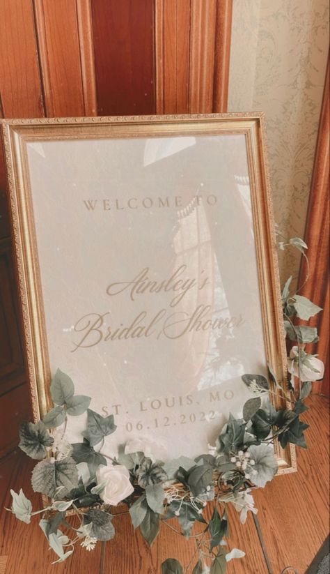 Gold Frame Welcome Sign, Tea Party Baby Shower Theme, Vinyl On Glass, Frame Sign, Wedding Picture Frames, Wedding 2024, Bridal Shower Signs, Gold Picture Frames, Wedding Signage