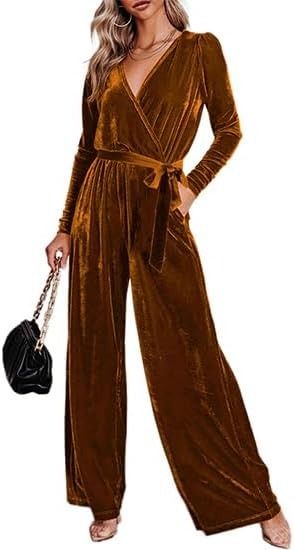 Amazon.com: BerryGo Women's 2023 Velvet Formal Long Sleeve Wedding Guest Jumpsuits Wide Leg V Neck Romper Dressy One Piece with Belt Pocket Burgundy, L : Clothing, Shoes & Jewelry Wedding Guest Jumpsuits, V Neck Romper, Jumpsuit For Wedding Guest, Belt Pocket, Velvet Romper, Old Fashion Dresses, Wedding Jumpsuit, Velvet Clothes, Long Sleeve Wedding