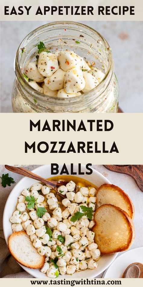 Marinated Mozzarella Balls are a delicious and easy appetizer recipe! With fresh mozzarella pearls marinated in extra virgin olive oil and herbs, this is perfect for entertaining. Marinated Mozzarella Pearls, Marinated Mozzarella Balls Recipes, Fresh Mozzarella Recipe Appetizers, Mozzarella Pearls Recipes, Mozzarella Cheese Balls Recipe, Fresh Mozzarella Appetizers, Mozzarella Balls Recipe, Marinated Mozzarella Balls, Fresh Mozzarella Recipe