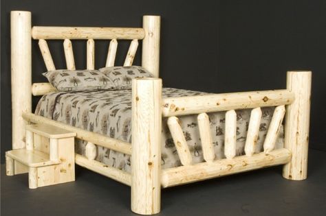 Log Furniture Plans, Log Bedroom, Handmade Wood Furniture, Rustic Log Furniture, Log Bed, Cabin Furniture, Rustic Bedding, Log Furniture, Wood Bed Frame