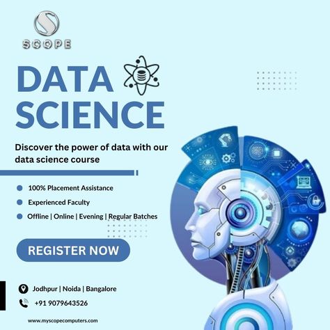 "Unlock the Power of Data with Our Comprehensive Data Science Training! 🚀💡 Learn to analyze, interpret, and extract valuable insights from complex datasets with expert-led classes. Master essential tools like Python, R, and SQL while gaining hands-on experience in machine learning, data visualization, and statistical analysis. Whether you're starting out or advancing your career, this course will equip you with the skills needed to thrive in today's data-driven world. Enroll now and transform... Data Science Poster, Machine Learning Poster, Science Invitations, Flex Banner Design, Flex Banner, Bear Funny, Digital Advertising Design, Computer Education, Social Media Branding Design