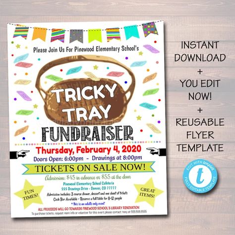 TidyLadyPrintables - Etsy Pta Organization, Pto Flyers, Easy Fundraising, Tricky Tray, Fundraising Games, Auction Event, Unique Fundraisers, Pta Fundraising, Fun Fundraisers