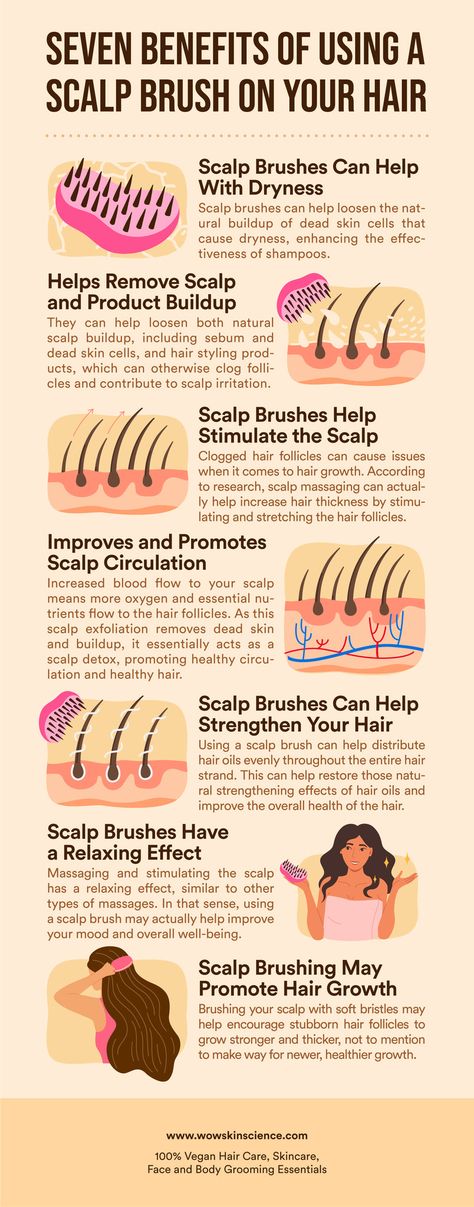 7 Benefits That Come From Using a Scalp Brush on Your Hair – WOW Skin Science Increase Hair Thickness, Scalp Cleanse, Scalp Brush, Exfoliate Scalp, Healthy Hair Routine, Clean Scalp, Health Hair, Natural Hair Growth Tips, Scalp Brushing