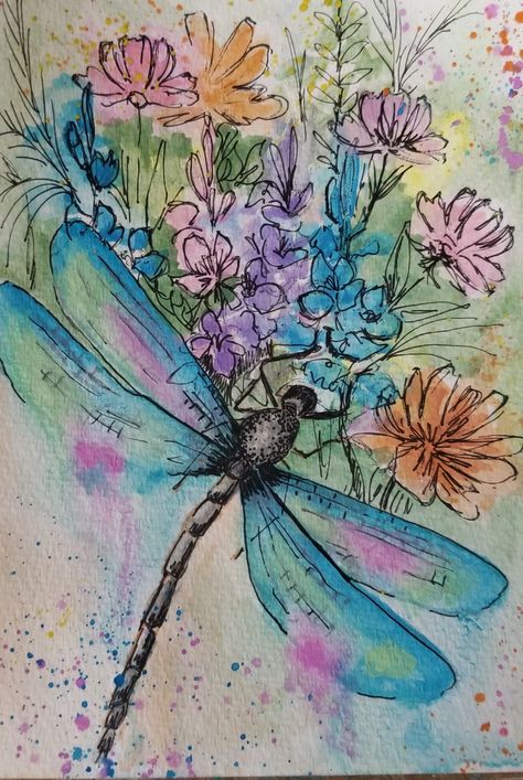 Whimsical Dragonfly Art, Abstract Dragonfly Painting, Dragonfly Painting Ideas, Paintings Of Dragonflies, Watercolor Art Dragonfly, Dragon Fly Design, Dragonfly Drawing Art, Dragonfly Art Painting, Dragonflies Artwork