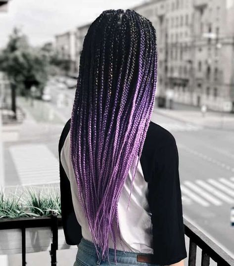 Pink Box Braids, Small Box Braids Hairstyles, Purple Box Braids, Ombre Box Braids, Braiding Hair Colors, Black Box Braids, Triangle Box Braids, Colored Box Braids, Braids With Shaved Sides