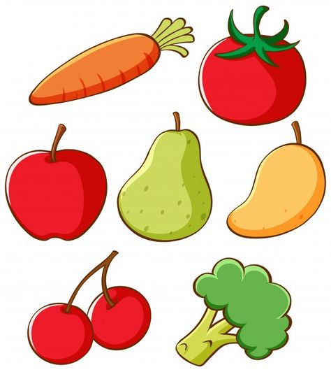 Conjunto de diferentes frutas y verduras... | Free Vector #Freepik #freevector #comida #naturaleza #dibujos-animados #frutas Fruits And Vegetables Pictures, Vegetable Drawing, Different Fruits And Vegetables, Vegetable Cartoon, Vegetable Pictures, Art Activities For Toddlers, Fruit Cartoon, Different Fruits, Toddler Learning Activities