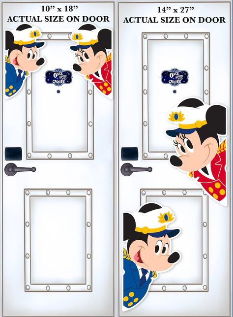 Disney Inspired Captain Mickey & Minnie Magnets Large Painted Characters For Disney Cruise Line Stateroom Door Decorating or Fish Extenders - Etsy 日本 Disney Cruise Door Decorations Ideas, Painted Characters, Disney Cruise Door Decorations, Disney Cruise Magnets, Cruise Disney, Disney Cruise Door, Cruise Life, Cruise Door, Fish Extender