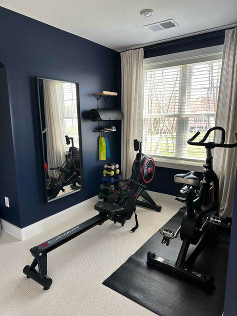 Sunny Health & Fitness Premium … curated on LTK Cute Home Gym Bedroom, Home Gyms Ideas Workout Rooms, Gym And Office Room Ideas, Gym Corner, Home Gym Paint Colors, Home Gym/office, Gym Space, Small Home Gym, Home Gym Garage