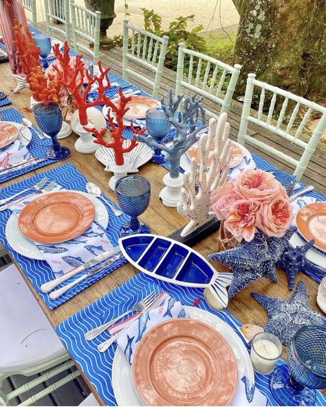 Cottage Decoration Ideas, Formal Table Setting, Dream Boat, Sea Wedding, New House - Kitchen, Tablescape Ideas, Home Beach, Table Set Up, Beach Cottages