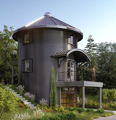 Affordable Bin Home Plan Grain Bin House, Round House Plans, Silo House, Grain Silo, Tower House, Tiny House Cabin, Round House, Barn House Plans, Tiny House Living