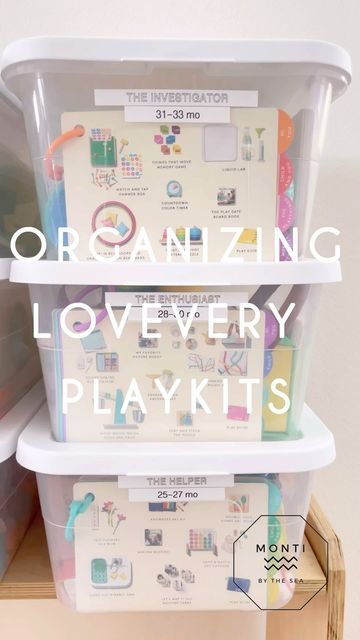 Stephanie, M. Ed | Monti By The Sea ⋒ on Instagram: "And after 3 years and only 1 @lovevery playkit left, I finally have them organized 😅 Comment LINK for a DM with the links to the kits, bins, and label maker or check out my stories/ highlights! . . . . . #organizationhacks #toddlerorganization #organizingtips #organizingideas #loveveryplaykit #lovevery #learningathome #montessorinspired #montessoriathome #montessoritoddler #montessorikids #loveverygift #toddlersubscriptionbox #toddlerlearning #loveverytoys #momhacks" Lovevery Toy Storage, Lovevery Playroom, Lovevery Toy Organization, The Home Edit Playroom, Lovevery Toys, Montessori Items, Toy Rotation, Toy Room Organization, Home Command Center