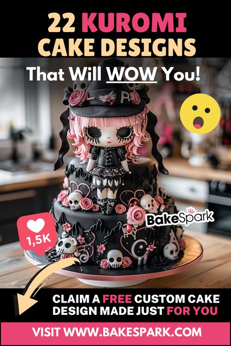 Kuromi Cake Ideas to Add a Touch of Mischief and Style Kuromi Cake Design, Kuromi Cake Ideas, Kuromi Cakes, Matcha Frosting, Kuromi Cake, Unique Cake Designs, Cakes Unique, Unique Cakes Designs, Skull Cake