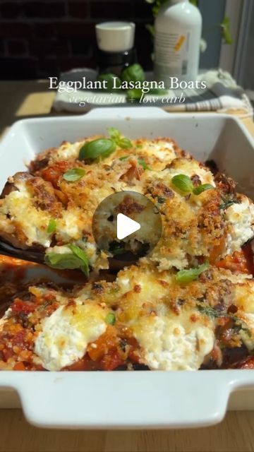 Mediterranean Diet Meal on Instagram: "🫒🥘 Eggplant Lasagna Boats.  💁‍♀️ Type "Boats" If You Want to Get More Recipes From @mediterraneandiet_meal  👋 Follow @mediterraneandiet_meal to Get Daily Mediterranean Recipes  👉 Recipe below.  🙏 Thank you: @dishingouthealth   #mediterraneanfood #healthyfood #delicious #dinner #greekfood #mediterraneanlife #mediterraneanstyle #healthyfood #delicious #greekfood #lunch #healthyeating #diet #nutritiousgetment #salad #glutenfree #healthy #mealprepping #healthymealprep #cookbook#plantbasedprotein #plantbasednutrition #eateateat #eggplant #snacks" Lasagna Boats, Cheesy Lasagna, Baby Bella Mushrooms, Bon Appetite Recipes, Eggplant Lasagna, Traditional Lasagna, Extra Protein, 2024 Recipes, Vegetable Casserole