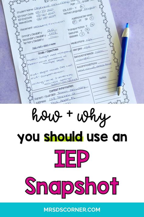 Iep Cheat Sheet, Iep Student Binder, Student Iep Binders, Iep Data Collection, Google Forms Iep Data Collection, Iep Accommodations Tracking, Special Education Organization, Student Information Sheet, Student Data Tracking