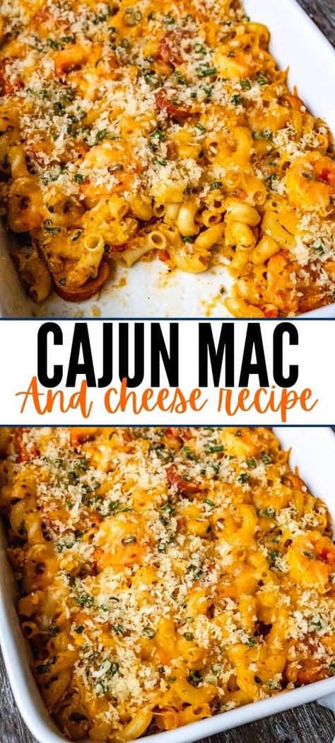 Cajun Mac & Cheese Recipe : How to Make it... Sausage Mac And Cheese Recipe, Cajun Mac And Cheese Recipe, Cajun Mac And Cheese, Chicken Alfredo With Broccoli, Alfredo With Broccoli, Cajun Chicken Alfredo, Baked Mac And Cheese Recipe, Cajun Dishes, Mac Cheese Recipes