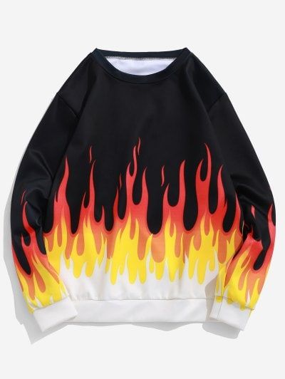 Bully Book, Fire Graphic, Cheap Sweatshirts, Graphic Print Sweatshirt, Trendy Hoodies, Funny Hoodies, Streetwear Men Outfits, Print Sweatshirt, The Trend