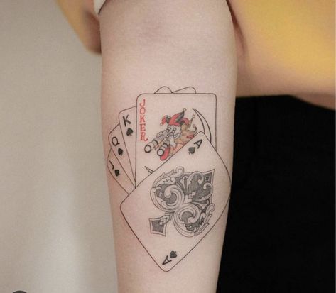 Playing Cards Tattoo, Card Tattoos, Joker Card Tattoo, Poker Tattoo, Cards Tattoo, Playing Card Tattoos, Interesting Tattoos, Vegas Tattoo, Traditional Tattoo Flowers