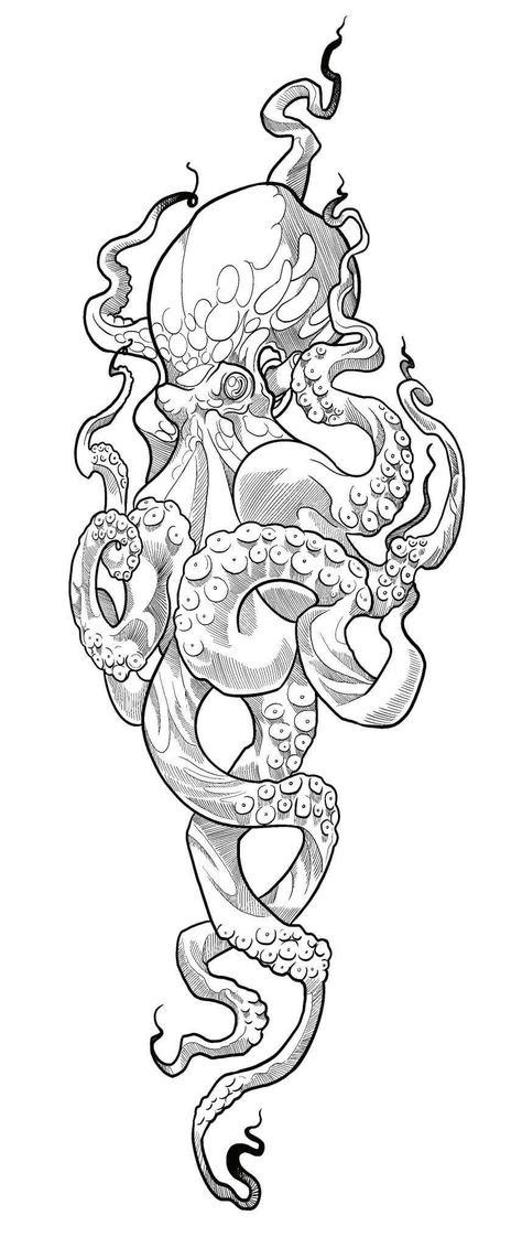 Black Work Tattoo Flash, Tattoo Practice Stencils, Steampunk Tattoo Design, Octopus Tattoo Sleeve, Kraken Tattoo, Tattoo Cover Ups, Octopus Drawing, Octopus Tattoo Design, Octopus Tattoos