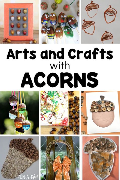 Acorn Crafts Preschool Art Projects, Acorn Painting Preschool, Acron Craft Preschool, Acorn Crafts For Preschoolers, Acorn Crafts For Kids Preschool, Preschool Acorn Crafts, Acorn Projects For Kids, Crafts With Acorns For Kids, Acorn Art For Toddlers