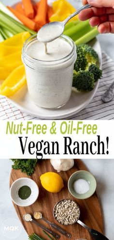 Vegan Salad Dressing Recipes, Oil Free Salad Dressing, Vegan Ranch Dressing, Vegan Salad Dressing, Vegan Dressing, Ranch Dressing Recipe, Vegan Ranch, Wfpb Recipes, Vegan Sauces