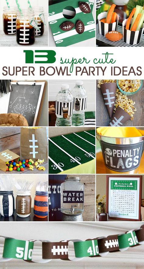 {entertaining with style} 13 Super Cute Super Bowl Party Ideas Diy Super Bowl, Football Draft Party, Bowl Desserts, Super Bowl Party Ideas, Sandwich Vegetarian, Football Super Bowl, Football Banquet, Football Snacks, Football Theme Party