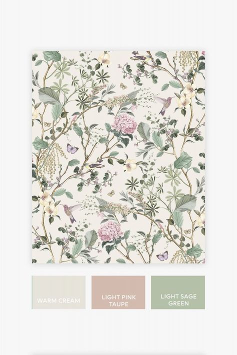 A4 Wallpaper, Wallpaper Bedroom Feature Wall, Floral Wallpaper Bedroom, Contemporary Decor Living Room, Natural Wallpaper, Floral Wallpapers, Downstairs Toilet, Cottage Bedroom, Downstairs Bathroom