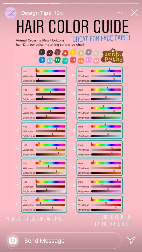 Acnh Hair Colour Guide, Skin Tone Color Palette Acnh, Acnh Clothes Design Tutorial, Animal Crossing Hair Color Guide, Acnh Hair Codes, Acnh Eyebrow Designs Tutorial, Acnh Eyebrow Designs Grid, Acnh Pro Designs Tutorials, Acnh Balloon Colors Guide