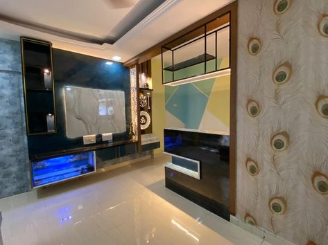 Modern TV Unit with Fish Tank , serving counter with bar hanging unit Tv Unit With Fish Tank Design Modern, Tv Unit With Fish Tank, Serving Counter, Modern Tv Unit, Tanks Modern, Fish Tank Design, Tv Unit Decor, Modern Tv Units, Pop False Ceiling Design