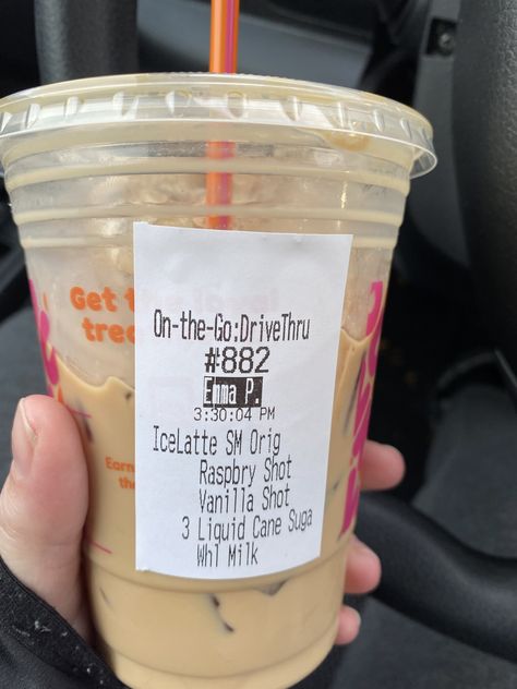 Dunkin Donuts Iced Coffee Order Vanilla, Dunkin Donuts Iced Coffee Orders, Dunkin Donuts Coffee Drinks, Dunkin Drinks, Dunkin Iced Coffee, Coffee Orders, Raspberry Drink, Dutch Bros Drinks, Dunkin Donuts Iced Coffee