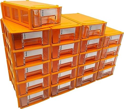 Amazon.com: Stackable Storage Drawers Set of 20, Plastic Drawers Organizer for Small Parts Screw Craft Organizer, Mini Drawer Organizer with Dividers and Paper Labels(ORANGE) : Office Products Mini Drawer Organizer, Small Drawer Organizer, Mini Drawer, Small Parts Storage, Small Parts Organizer, Craft Organizer, Plastic Drawer Organizer, Stackable Storage Boxes, Plastic Drawers