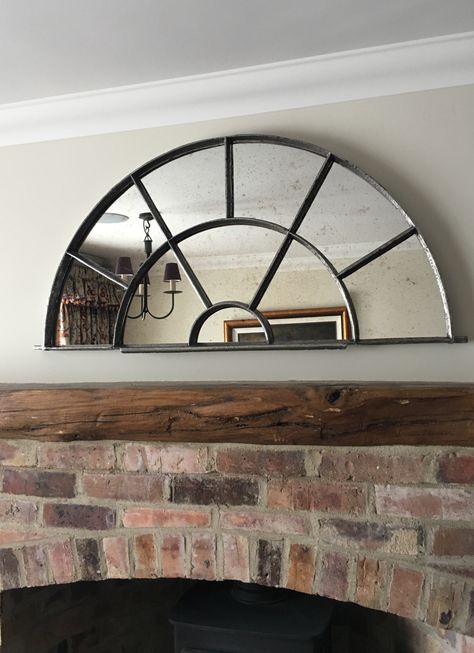 Fan style interior architectural window mirrors work well for above furniture or over mantle display Architectural Mirror, Window Mirrors, Over Mantle, Mantle Display, Fake Window, Mirror Collection, Fan Style, Window Mirror, Mirror Work