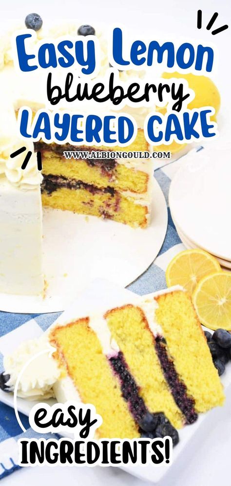 Indulge in this delightful lemon blueberry layered cake recipe. With zesty lemon and sweet blueberries layered in a moist cake, this dessert is perfect for special occasions or a delicious treat. Follow the easy steps to create a show-stopping cake that’s both flavorful and visually stunning. Layered Cake Recipe, Lemon Blueberry Layer Cake, Blueberry Layer Cake, Breakfast Casserole With Bread, Lemon And Blueberry, Creamy Frosting, Layer Cake Recipes, Blueberry Lemon Cake, Berry Dessert