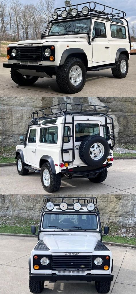 1986 Land Rover Defender 90 Rally Lights, Defender 90 For Sale, Kenwood Stereo, Roof Basket, Land Rover Defender 90, Land Rover Defender 110, Defender 110, Defender 90, Roll Cage