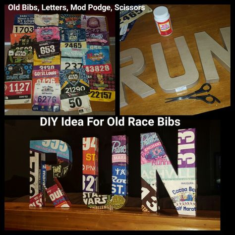 DIY Crafty & Fun Idea for Old Race Bibs Recycleable Projects, Race Medal Displays, Running Medal Display, Running Medal, Sports Office, Hanger Ideas, Race Medal, Running Medals, Race Bibs