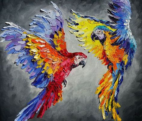 Ara Parrot, Love Parrots, Bird Paintings On Canvas, Parrot Painting, Parrots Art, Bird Artwork, Insect Art, Parrot Bird, Diamond Embroidery