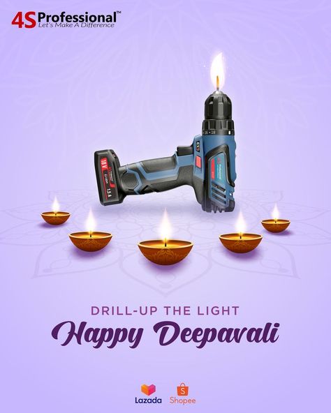 Combination between power tool & Deepavali or Diwali festival creative poster of 4S Professional Diwali Creative Ads, Diwali Creative, Happy Diwali Poster, Campaign Ads, Diwali Poster, Graphic Design Posters Layout, Social Media Branding Design, Motion Poster, Creative Architecture