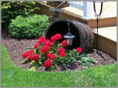 Whisky barrel Taman Diy, Tanaman Pot, Jardim Diy, Garden Yard Ideas, Flower Bed, Flowers Garden, Wine Barrel, Lawn And Garden, Shade Garden