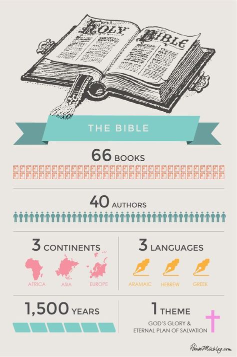 Bible infographic - 66 books 40 authors 3 continents 3 languages Who Wrote The Bible, Book Infographic, Bible Overview, God Exists, Slow To Anger, Bible Study Lessons, Gods Glory, Bible Notes, Bible Facts