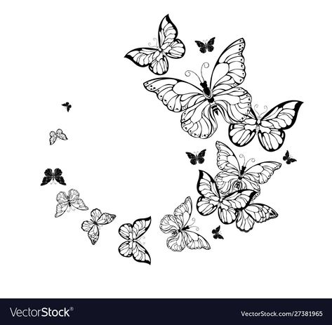 Butterfly And Birds Tattoo, Row Of Butterflies Tattoo, Cluster Of Butterflies Tattoo, Cluster Butterfly Tattoo, Butterfly Trail Tattoo, Butter Flying Tattoo, Butterfly Flying Tattoo, Butterflies Flying Tattoo, Flying Butterfly