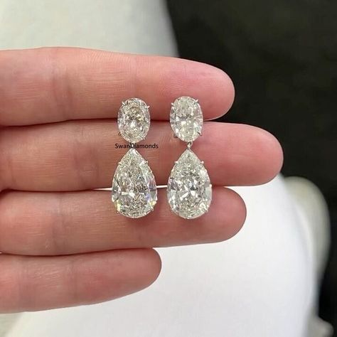 14K White Gold Screw Back Earrings, 15.82 TCW Oval & Pear Cut Moissanite Diamond Wedding Earrings, Dangle Drop Earrings, Anniversary Gift ❁Detail about stones Moissanite & Simulated Stone: ----------------------------- Stone Shape : Oval Cut & Pear Cut  Stone Size : 10X8 MM & 14X10 MM Weight: 15.82 TCW Color: Colorless Cut: Excellent Clarity: VVS ❁ You Can be Planning to place your custom order, Then Do it by onwards. ↣ handmade moissanite made by craftsman with full of festinating and brilliance. As well Stone is produced with excellent cuts, grades and superior quality for our customers. ↣ Metal Preference: 925 Sterling Silver/10KT/14KT/18KT ↣ Metal Tones: Yellow Gold, White Gold, Rose Gold ❁ Stone types & choices: ↣ Natural Diamond, Lab-grown diamond, Precious and semi-precious gemstone Diamond Silver Earrings, Pear Drop Diamond Earrings, Gold Oval Diamond Earrings, Pear Drop Earrings, Pear Cut Diamond Earrings, Diamond Wedding Earrings, Pear Diamond Earrings, Oval Diamond Earring, Classic Diamond Earrings