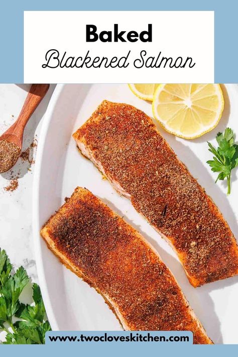 Baked Blackened Salmon, Blackened Salmon Recipes, Blackening Seasoning, Seasoned Salmon, Leftover Salmon, Blackened Seasoning, Blackened Salmon, Salmon Seasoning, Baked Salmon Recipes